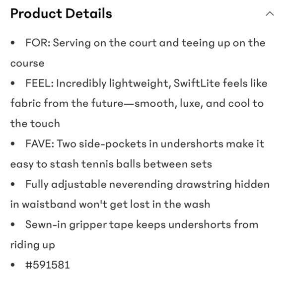 NWT Athleta Ace Advantage 15 1/2” White Skort Size Large. - Picture 7 of 8